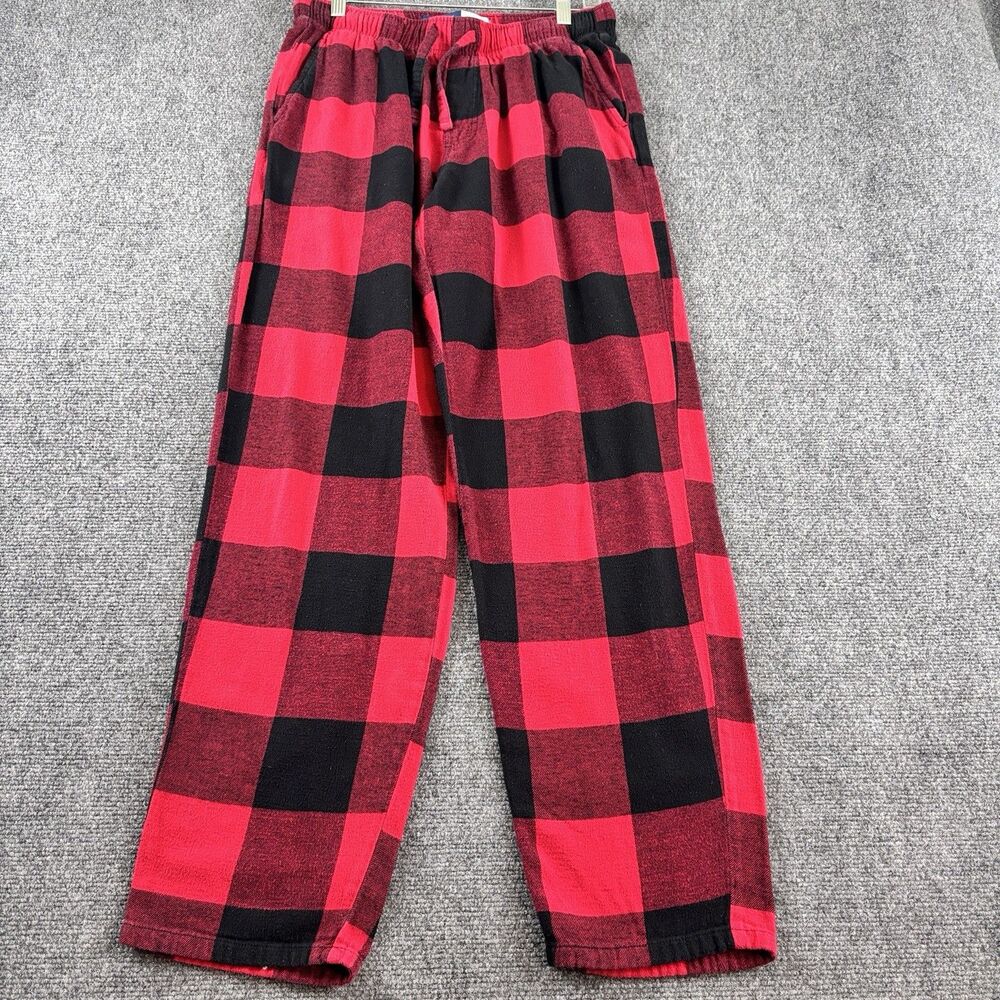 Old Navy Pajama Pants Mens M Tall Red Black Buffalo Plaid Flannel Lounge Sleep